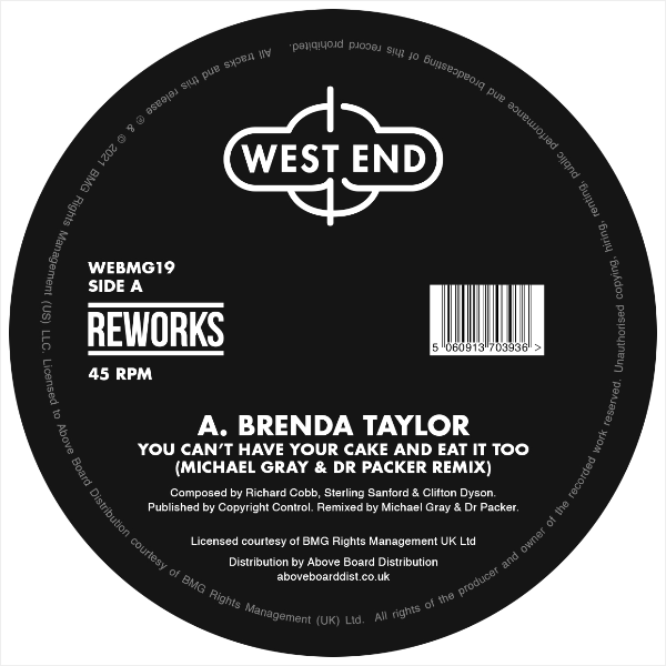 BRENDA TAYLOR NYC PEECH BOYS, You Can’t Have Your Cake / Don’t Make Me Wait ( Dr Packer & Michael Gray Reworks )