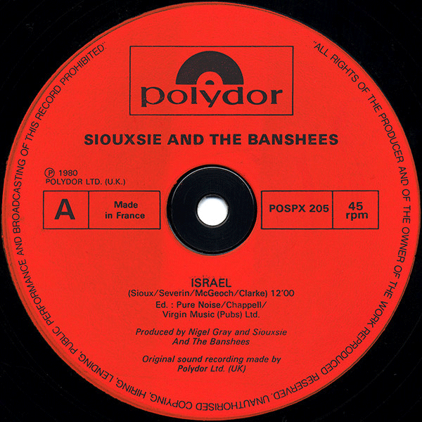 Siouxsie And The Banshees, Israel / Red Over White